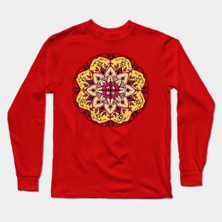 Mandala Red and Yellow Long Sleeve T-Shirt